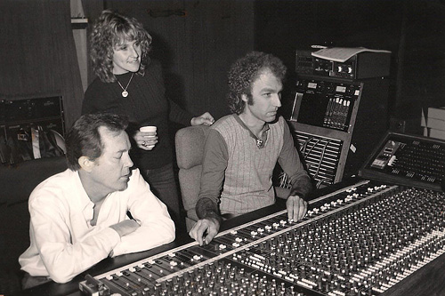 Billy Sherrill in the studio with Lacy J. Dalton and engineer Snake Reynolds