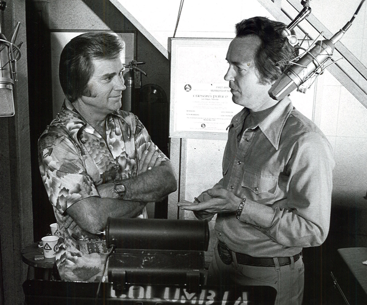 George Jones and Billy Sherrill in the studio