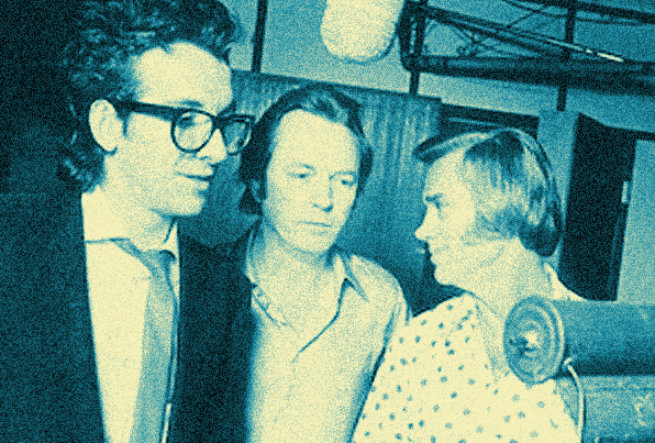 George Jones with Elvis Costello and Billy Sherrill in the studio