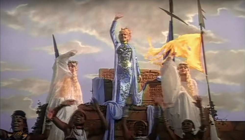 Tammy Wynette in the video for The KLF's "Justified and Ancient"