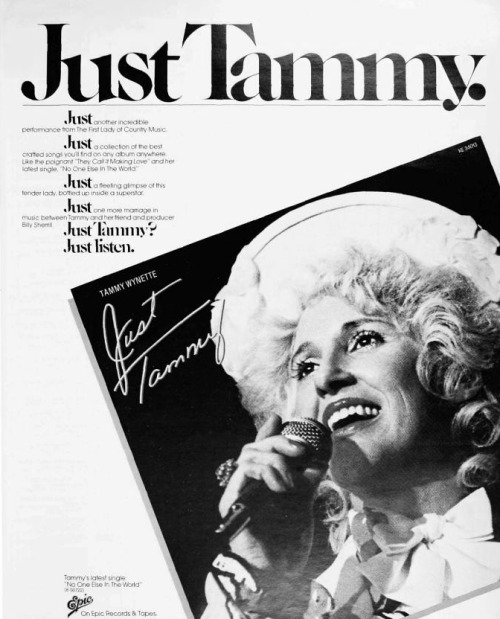 magazine ad for "Just Tammy" LP by Tammy Wynette