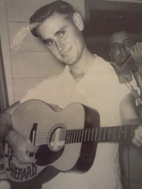 young George Jones playing Jean Shepard's guitar